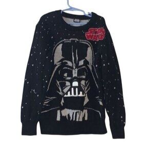 Star Wars Boys Darth Vader Graphic Knit Sweater Black White Size S Cotton Blend